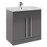 Kartell K-VIT Purity 800mm Floor Standing 2 Door Unit With Mid Depth Ceramic Basin - Storm Grey Gloss (FUR042PU-FUR062PU)