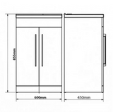Kartell K-VIT Purity 600mm Floor Standing 2 Door Unit With Ceramic Worktop & Sit On Bowl- Silver Oak (PSO600DO- FUR433PU- FUR435PU)