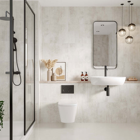 Multipanel Tile White Gypsum Large Tile Bathroom Wall Panel 2400 x 598mm – Textured Matt, photo 2