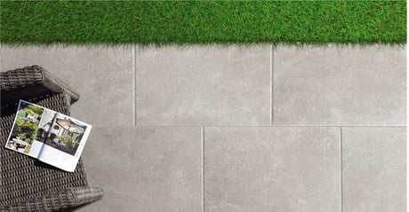 Galveston grey cement effect matt porcelain outdoor paving slab 600x900x20mm