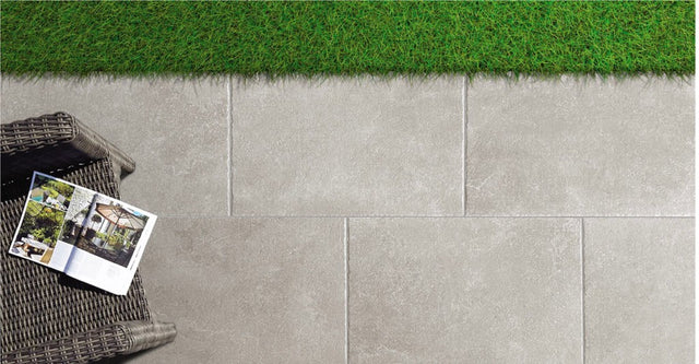 Galveston grey cement effect matt porcelain outdoor paving slab 600x900x20mm