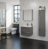 Kartell K-VIT Purity 600mm Wall Mounted 2 Drawer Unit With Ceramic Basin - Storm Grey Gloss (FUR026PU-FUR057PU)