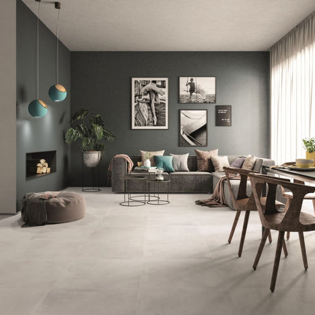 Gulfport Ice White Concrete Effect Matt Porcelain Wall & Floor Tile 600x600mm