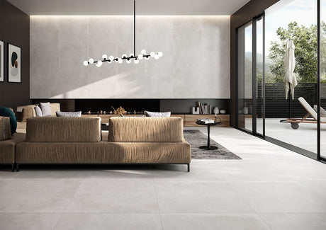 Gulfport Ice White Concrete Effect Matt Porcelain Wall & Floor Tile 600x600mm, view 2