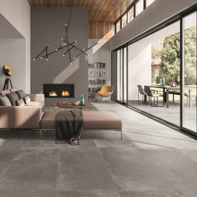 Gulfport Mid Grey Concrete Effect Matt Porcelain Wall & Floor Tile 600x1200mm