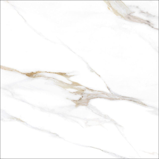 Hatteras Calacatta Gold marble effect matt porcelain wall and floor tile 600x600mm