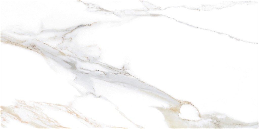 Hatteras Calacatta Gold marble effect polished porcelain wall and floor tile 300x600mm