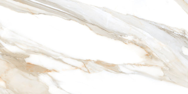 Hatteras Gold marble effect matt porcelain wall and floor tile 300x600mm
