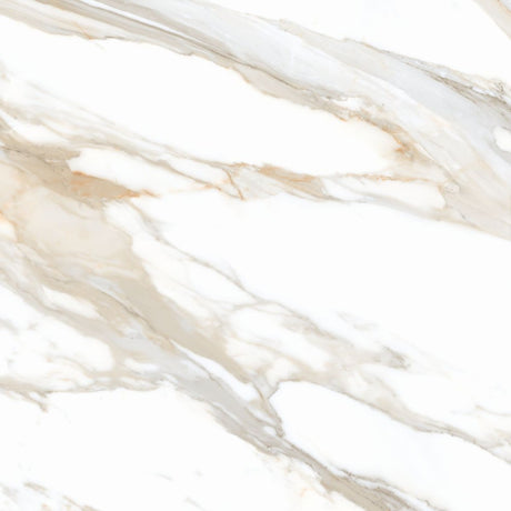 Hatteras Gold marble effect matt porcelain wall and floor tile 600x600mm