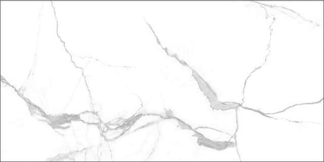 Hatteras White marble effect matt porcelain wall and floor tile 300x600mm