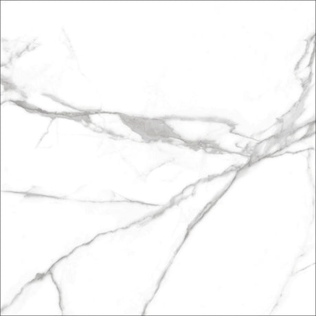 Hatteras White marble effect matt porcelain wall and floor tile 600x600mm