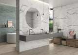Hatteras White marble effect polished porcelain wall and floor tile 600x1200mm