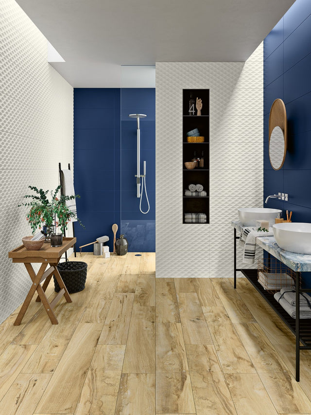 Hilton Head Blue plain matt ceramic wall tile 300x600mm