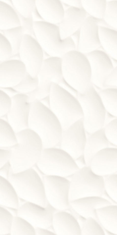 Hilton Head White Leaf relief matt ceramic decor wall tile 300x600mm – image 3