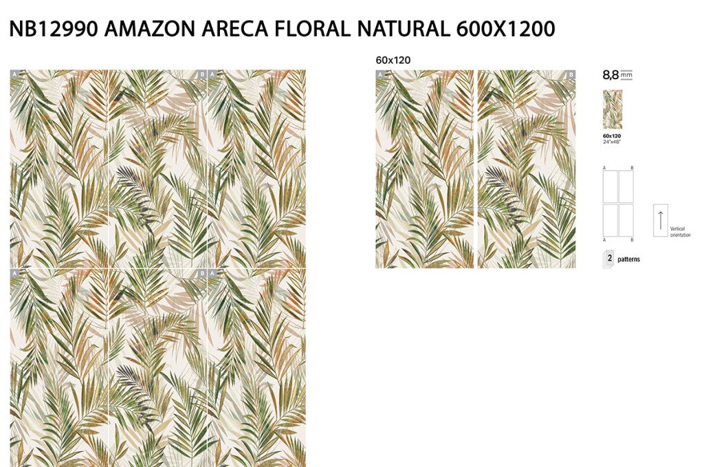 Hyannis Areca Palm satin porcelain wall tile detail