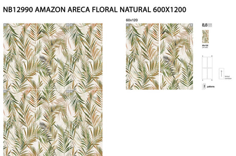 Hyannis Areca Palm satin porcelain wall tile detail