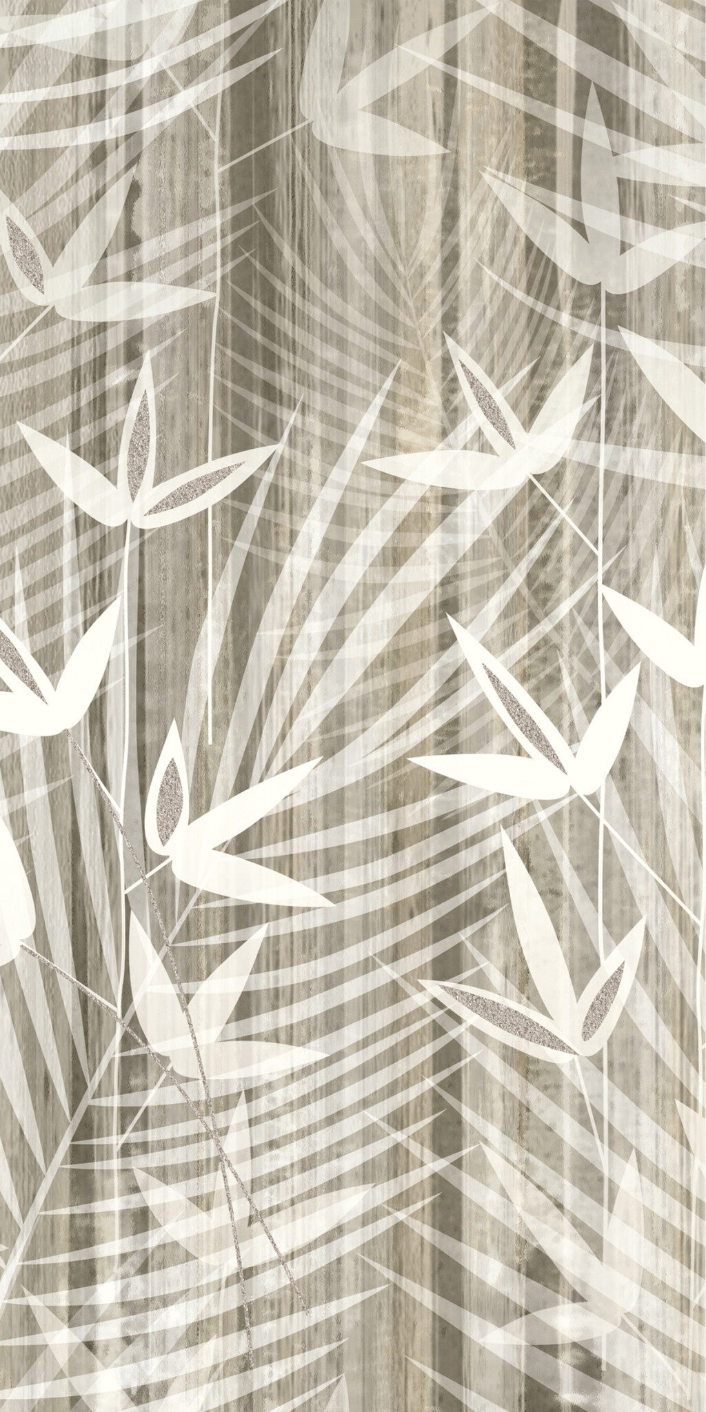 Hyannis Shadow Leaves mural panels 600x1200mm in a room setting