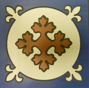 Jekyll cross roundel Victorian matt porcelain decorative inset floor tile 93x93mm
