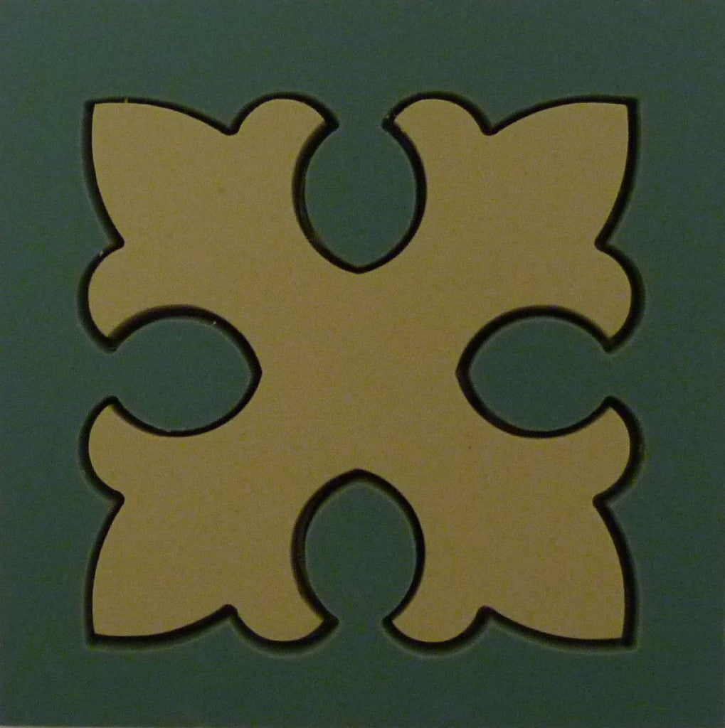Jekyll leaf cross Victorian matt porcelain decorative inset floor tile 93x93mm
