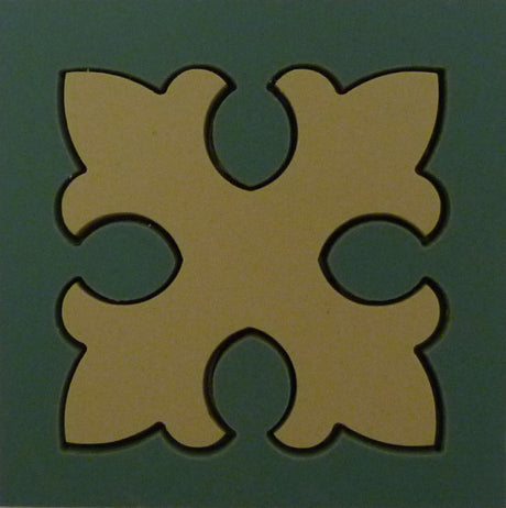 Jekyll leaf cross Victorian matt porcelain decorative inset floor tile 93x93mm