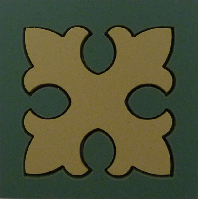 Jekyll leaf cross Victorian matt porcelain decorative inset floor tile 93x93mm