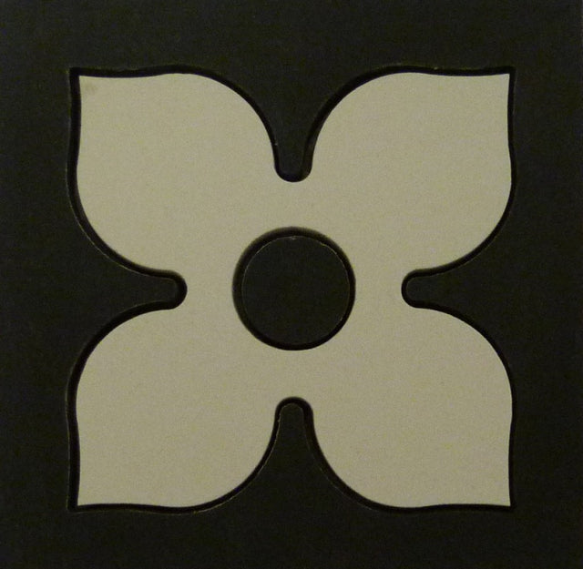 Jekyll quatrefoil Victorian matt porcelain decorative inset floor tile 93x93mm