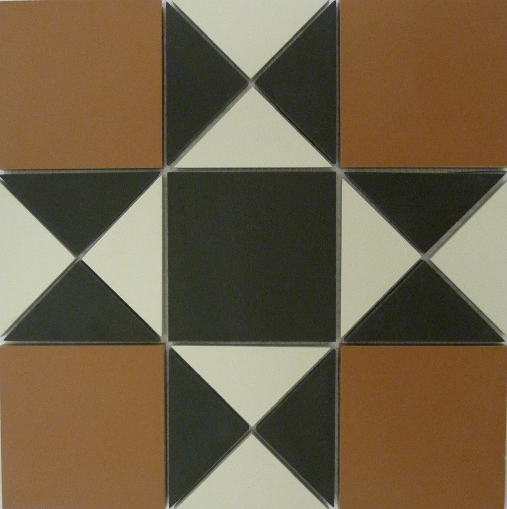 Jekyll red Victorian pattern matt porcelain floor tile sheet 285x285mm