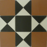 Jekyll red Victorian pattern matt porcelain floor tile sheet 285x285mm