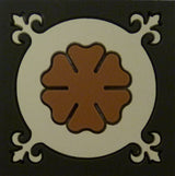 Jekyll rosette roundel Victorian matt porcelain decorative inset floor tile 93x93mm