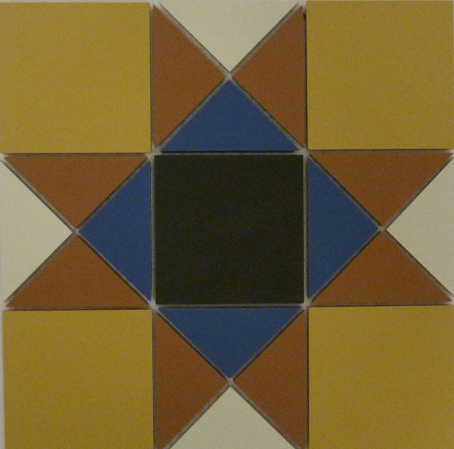 Jekyll yellow Victorian pattern matt porcelain floor tile sheet 285x285mm