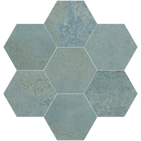 Kennebunk Mint Metallic Satin Porcelain Hexagon Wall & Floor Tile 150x170mm