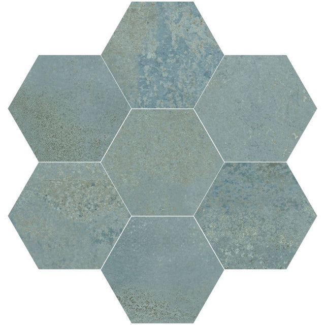 Kennebunk Mint Metallic Satin Porcelain Hexagon Wall & Floor Tile 150x170mm