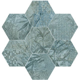 Kennebunk Mint Metallic Satin Porcelain Tropical Decor Hexagon Wall & Floor Tile 150x170mm, view 4