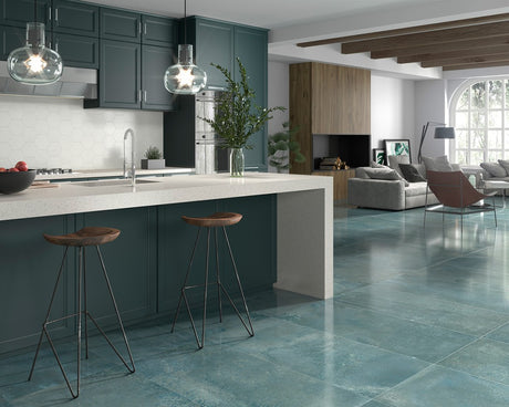Kennebunk Mint Metallic Satin Porcelain Wall & Floor Tile 600x1200mm, view 3