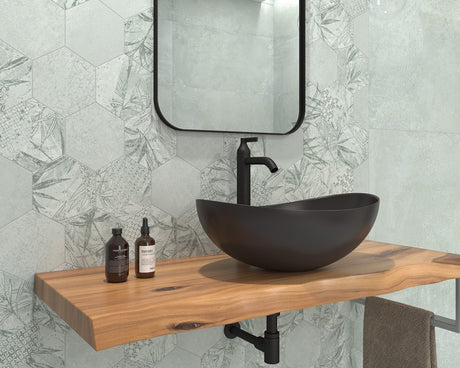 Kennebunk Silver Metallic Satin Porcelain Tropical Decor Hexagon Wall & Floor Tile 150x170mm