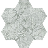 Kennebunk Silver Metallic Satin Porcelain Tropical Decor Hexagon Wall & Floor Tile 150x170mm, view 2