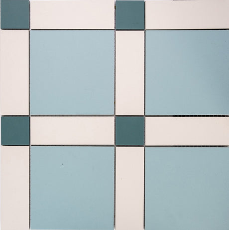 Kitty Hawk mint green Victorian pattern matt porcelain floor tile sheet 385x385mm