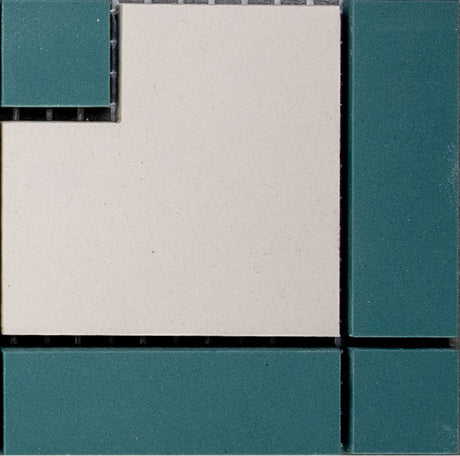 Kitty Hawk mint green Victorian style matt porcelain corner floor tile 93x93mm