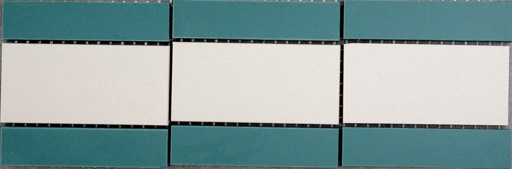 Kitty Hawk mint green Victorian style matt porcelain strip border floor tile 285x93mm