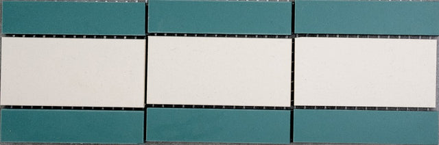 Kitty Hawk mint green Victorian style matt porcelain strip border floor tile 285x93mm