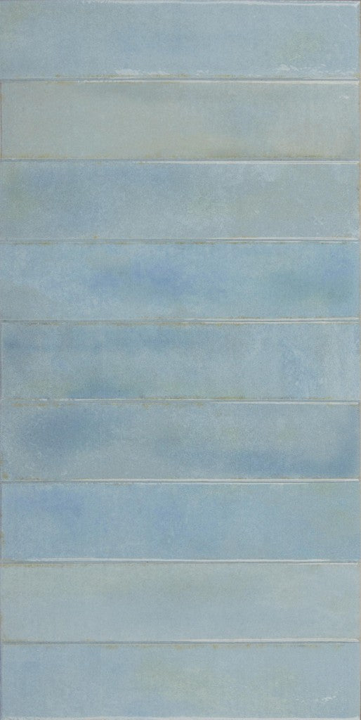 La Jolla aqua brick effect gloss porcelain wall and floor tile 300x600mm