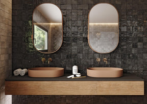La Jolla black square mosaic effect gloss porcelain wall and floor tile 300x600mm