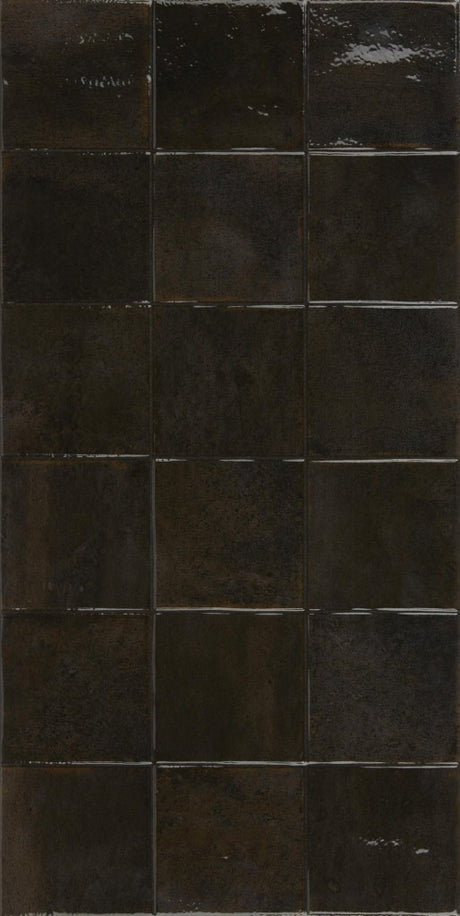 La Jolla black square mosaic effect porcelain tile 300x600mm face