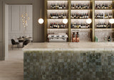 La Jolla blend square mosaic effect gloss porcelain wall and floor tile 300x600mm in a room setting