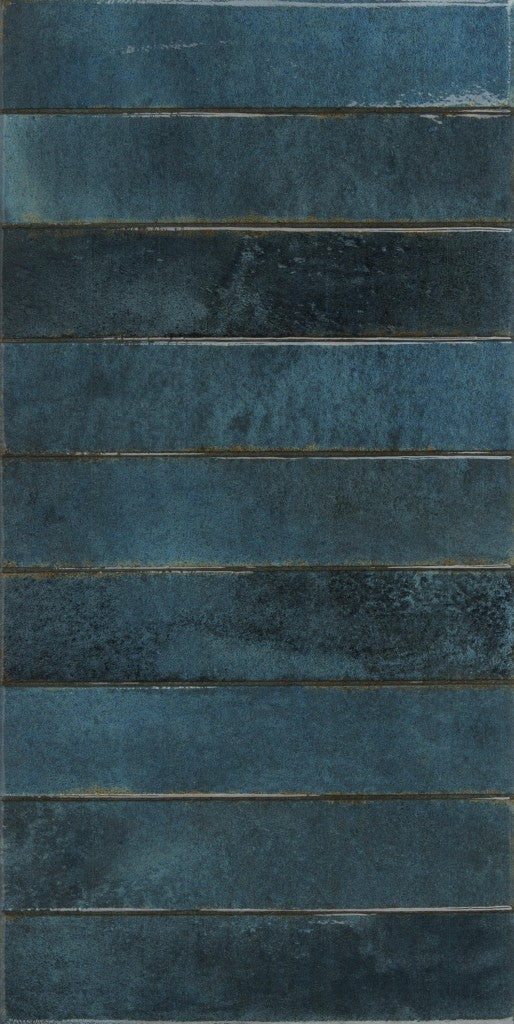 La Jolla cobalt blue brick effect gloss porcelain wall and floor tile 300x600mm
