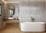 La Jolla fog grey gloss brick effect porcelain tile 300x600mm