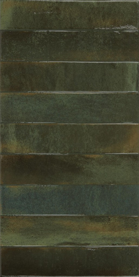 La Jolla jade green gloss brick effect porcelain tile 300x600mm face