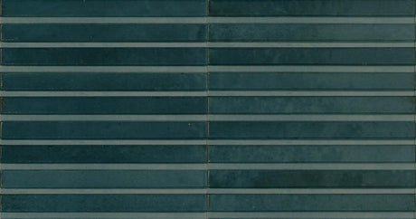 Montauk blue 3D rake gloss porcelain tile 240x60mm close-up