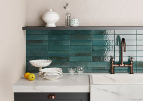 Montauk blue gloss porcelain wall and floor tile 240x60mm