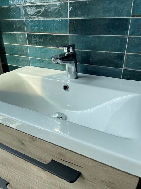 Montauk blue gloss porcelain tile 240x60mm detail